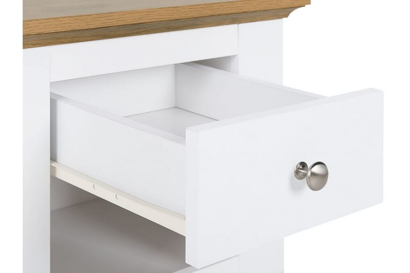 Sängbord Aviana 48 cm med Förvaring Låda + Hylla - Vit/Brun - Möbler - Bord & matgrupp - Avlastningsbord & sidobord - Sängbord & nattduksbord