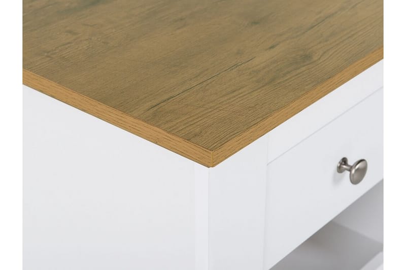 Sängbord Aviana 48 cm med Förvaring Låda + Hylla - Vit/Brun - Möbler - Bord & matgrupp - Avlastningsbord & sidobord - Sängbord & nattduksbord