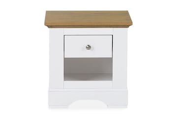 Sängbord Aviana 48 cm med Förvaring Låda + Hylla - Vit/Brun - Möbler - Bord & matgrupp - Avlastningsbord & sidobord - Sängbord & nattduksbord