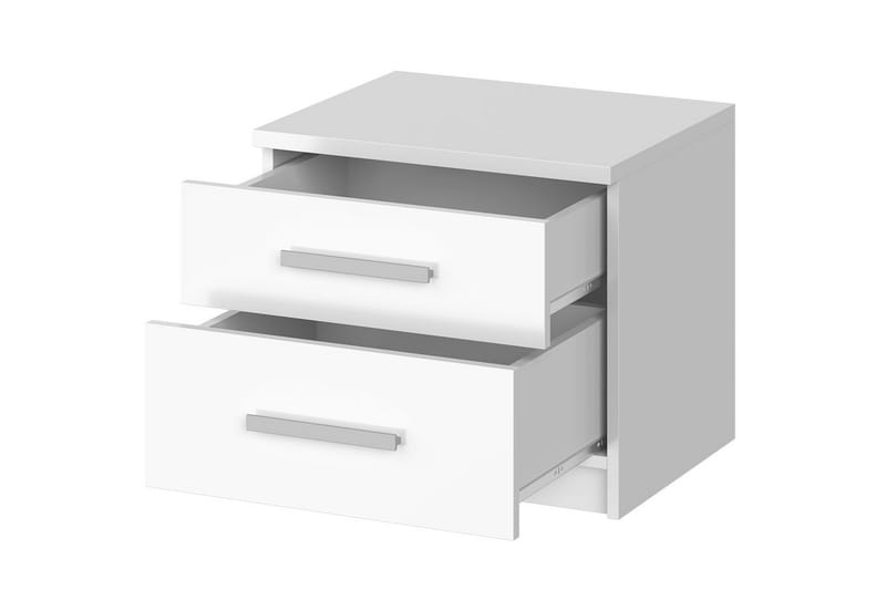 Sängbord Barriga 50 cm med Förvaring 2 Lådor - Vit - Sängbord & nattduksbord