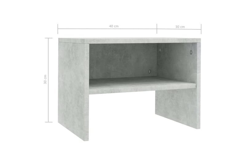 Sängbord betonggrå 40x30x30 cm spånskiva - Grå - Sängbord & nattduksbord