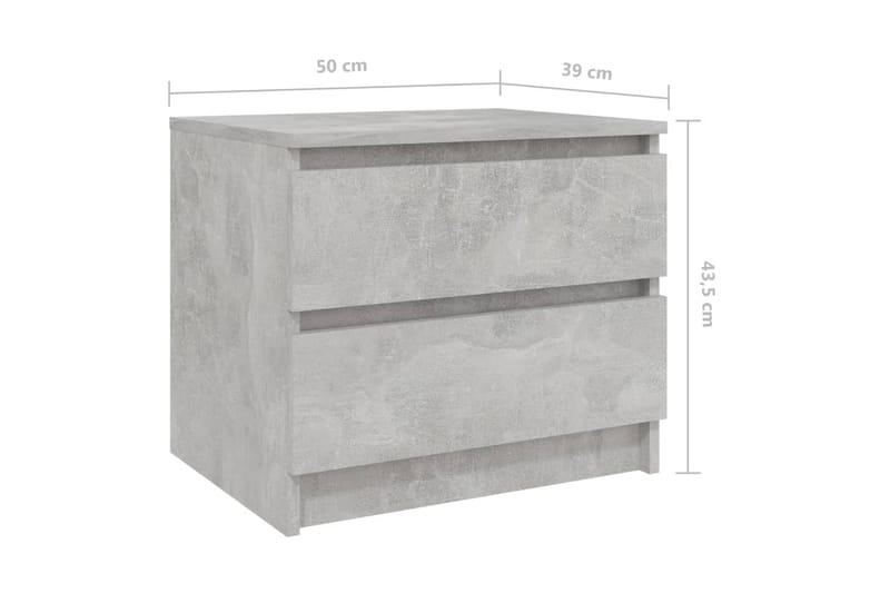 Sängbord betonggrå 50x39x43,5 cm spånskiva - Grå - Sängbord & nattduksbord