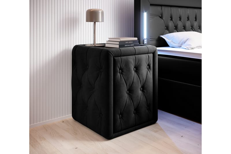 Sängbord Celio 58 cm med Förvaring Låda - Svart - Sängbord & nattduksbord