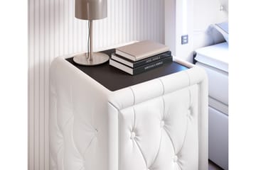Sängbord Celio 58 cm med Förvaring Låda - Vit Konstläder - Möbler - Bord & matgrupp - Avlastningsbord & sidobord - Sängbord & nattduksbord