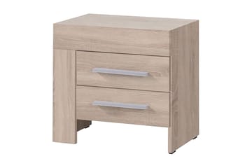 Sängbord Cezac 50 cm Vänster med Förvaring 2 Lådor - Beige/Grå - Möbler - Bord & matgrupp - Avlastningsbord & sidobord - Sängbord & nattduksbord