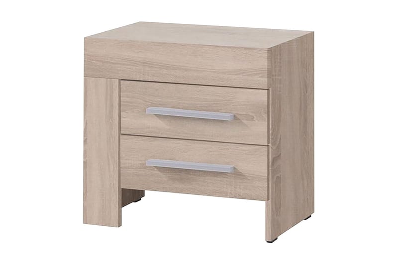 Sängbord Cezac 50 cm Vänster med Förvaring 2 Lådor - Beige/Grå - Möbler - Bord & matgrupp - Avlastningsbord & sidobord - Sängbord & nattduksbord