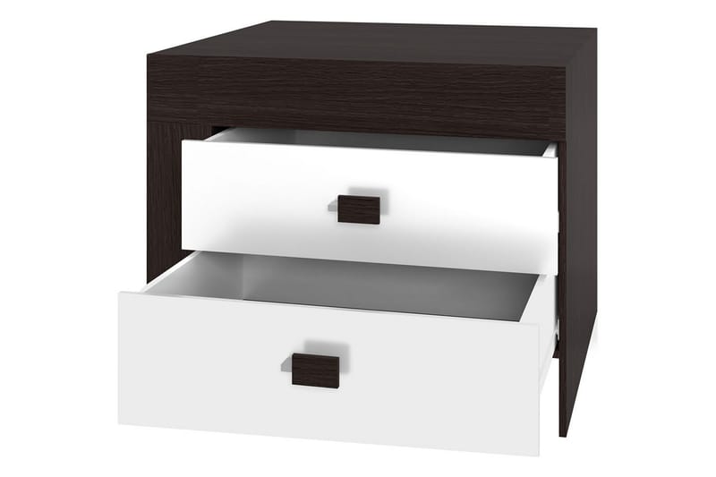 Sängbord Cezac 50 cm Vänster med Förvaring 2 Lådor - Beige/Grå - Möbler - Bord & matgrupp - Avlastningsbord & sidobord - Sängbord & nattduksbord