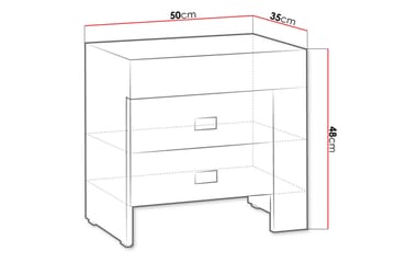 Sängbord Cezac 50 cm Vänster med Förvaring 2 Lådor - Beige/Grå - Möbler - Bord & matgrupp - Avlastningsbord & sidobord - Sängbord & nattduksbord