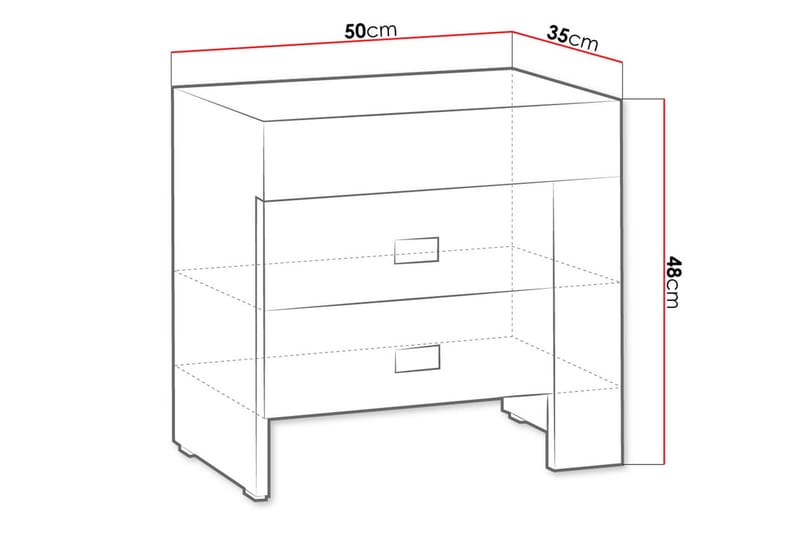Sängbord Cezac 50 cm Vänster med Förvaring 2 Lådor - Beige/Grå - Möbler - Bord & matgrupp - Avlastningsbord & sidobord - Sängbord & nattduksbord