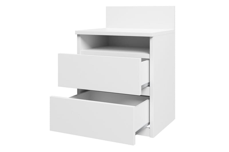 Sängbord Charlise 40 cm med Förvaring 2 Lådor + Hylla - Beige/Grå - Möbler - Bord & matgrupp - Avlastningsbord & sidobord - Sängbord & nattduksbord