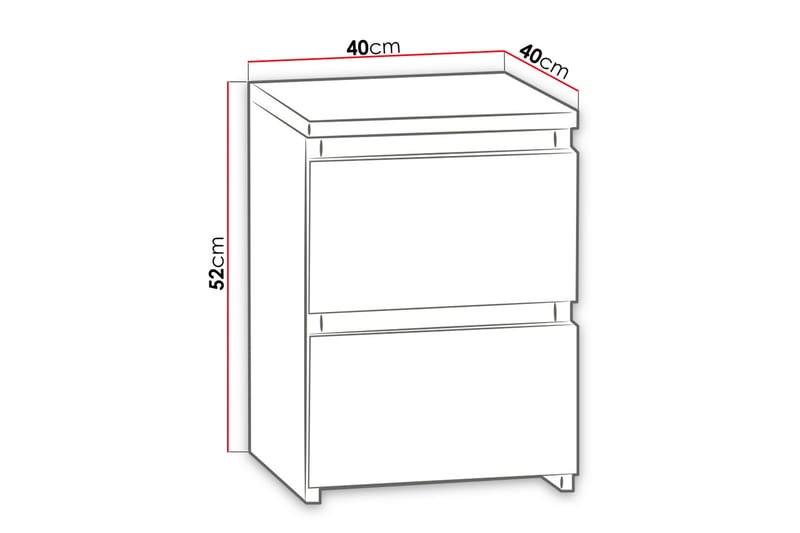 Sängbord Charlise 40 cm med Förvaring 2 Lådor - Vit - Sängbord & nattduksbord