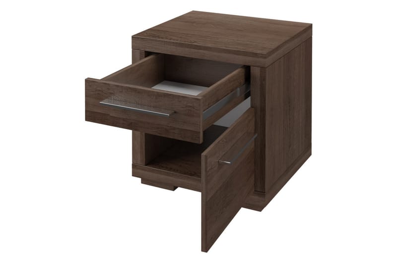 Sängbord Ciborro 41 cm med Förvaring Låda + Skåp - Brun - Sängbord & nattduksbord