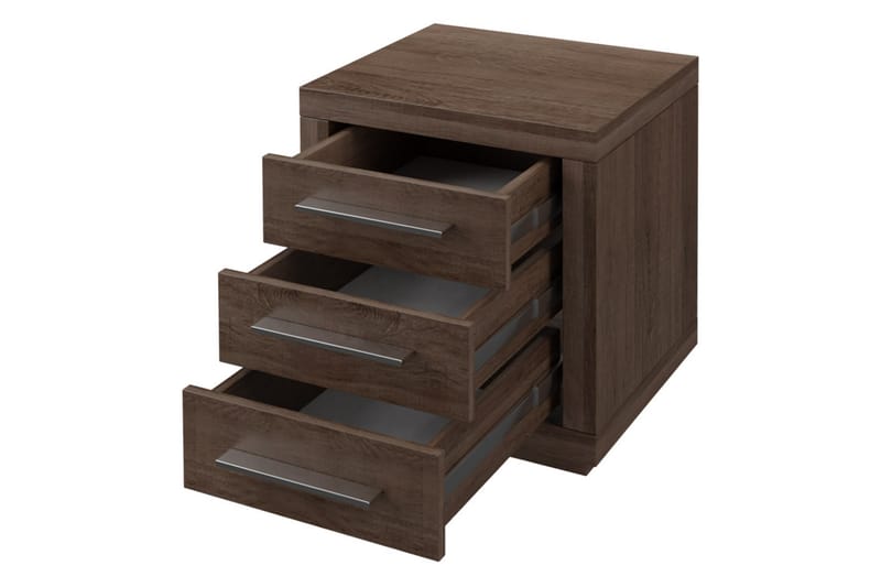 Sängbord Ciborro 45 cm med Förvaring 3 Lådor - mörkt trä - Sängbord & nattduksbord
