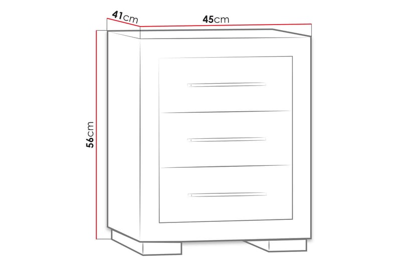 Sängbord Ciborro 45 cm med Förvaring 3 Lådor - mörkt trä - Möbler - Bord & matgrupp - Avlastningsbord & sidobord - Sängbord & nattduksbord