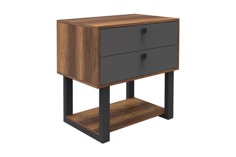 Sängbord Dewat 80 cm - Teak/Antracit - Möbler - Bord & matgrupp - Avlastningsbord & sidobord - Sängbord & nattduksbord