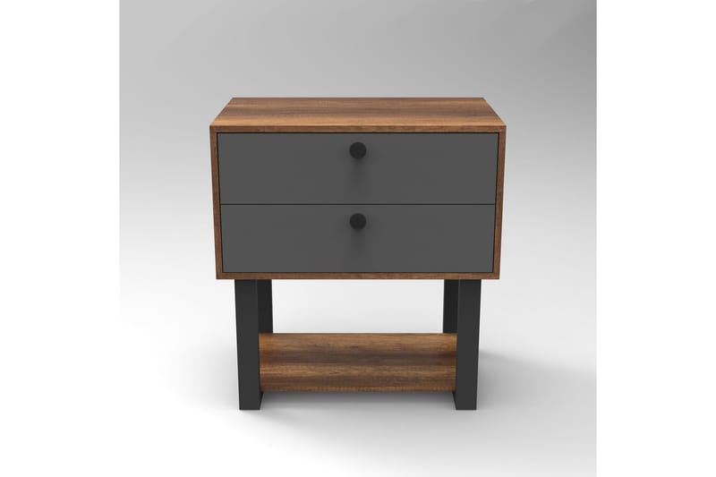 Sängbord Dewat 80 cm - Teak/Antracit - Möbler - Bord & matgrupp - Avlastningsbord & sidobord - Sängbord & nattduksbord