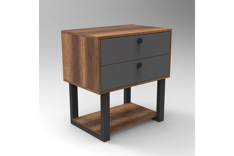 Sängbord Dewat 80 cm - Teak/Antracit - Möbler - Bord & matgrupp - Avlastningsbord & sidobord - Sängbord & nattduksbord
