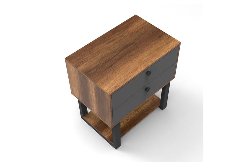 Sängbord Dewat 80 cm - Teak/Antracit - Möbler - Bord & matgrupp - Avlastningsbord & sidobord - Sängbord & nattduksbord