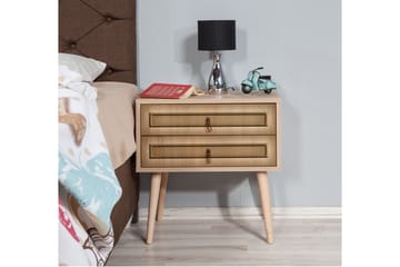 Sängbord Dirk 60 cm med Förvaring 2 Lådor Ram - Brun - Möbler - Bord & matgrupp - Avlastningsbord & sidobord - Sängbord & nattduksbord