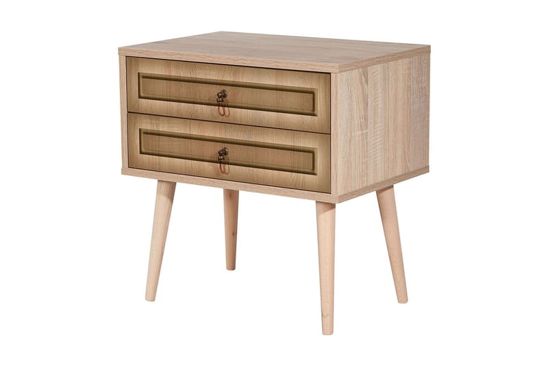 Sängbord Dirk 60 cm med Förvaring 2 Lådor Ram - Brun - Möbler - Bord & matgrupp - Avlastningsbord & sidobord - Sängbord & nattduksbord