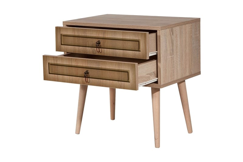 Sängbord Dirk 60 cm med Förvaring 2 Lådor Ram - Brun - Möbler - Bord & matgrupp - Avlastningsbord & sidobord - Sängbord & nattduksbord
