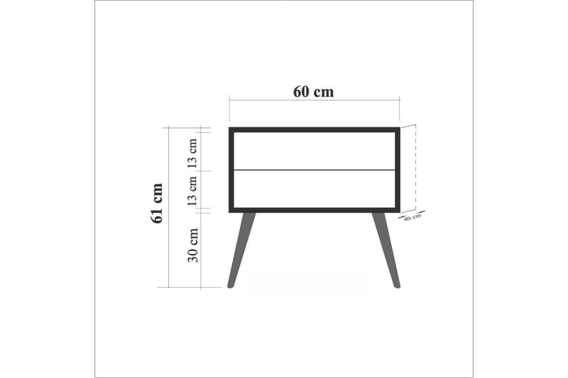 Sängbord Dirk 60 cm med Förvaring 2 Lådor Ram - Brun - Möbler - Bord & matgrupp - Avlastningsbord & sidobord - Sängbord & nattduksbord