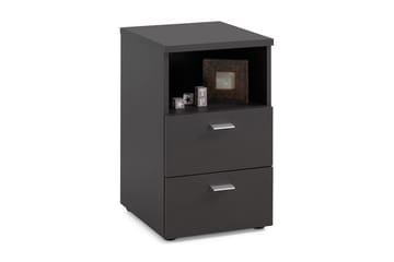 Sängbord Dulcinia 35 cm med Förvaring 2 Lådor + Hylla - Svart - Möbler - Bord & matgrupp - Avlastningsbord & sidobord - Sängbord & nattduksbord