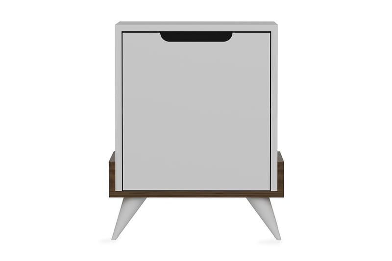 Sängbord Dumö 35 cm med Förvaring Skåp - Vit/Brun - Sängbord & nattduksbord