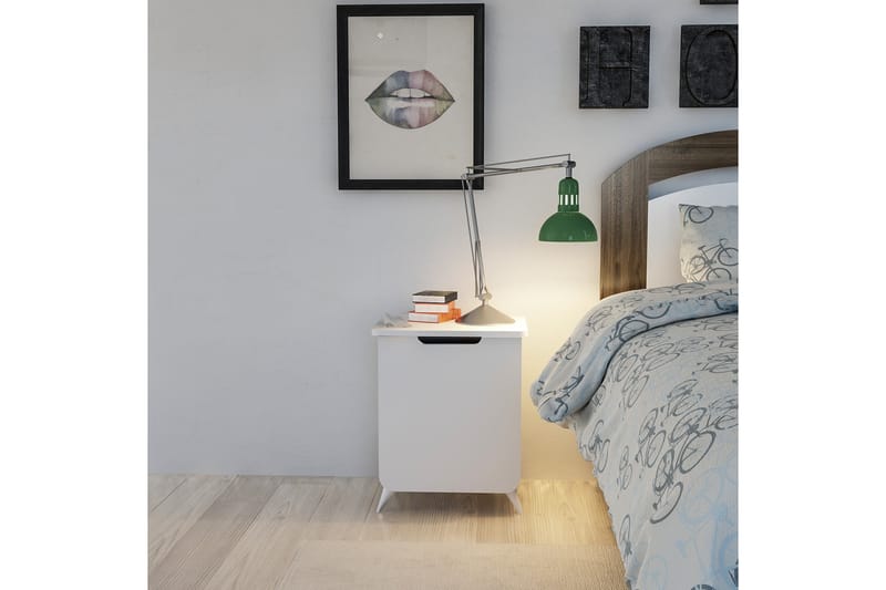 Sängbord Dumö 39 cm med Förvaring Skåp - Vit - Sängbord & nattduksbord
