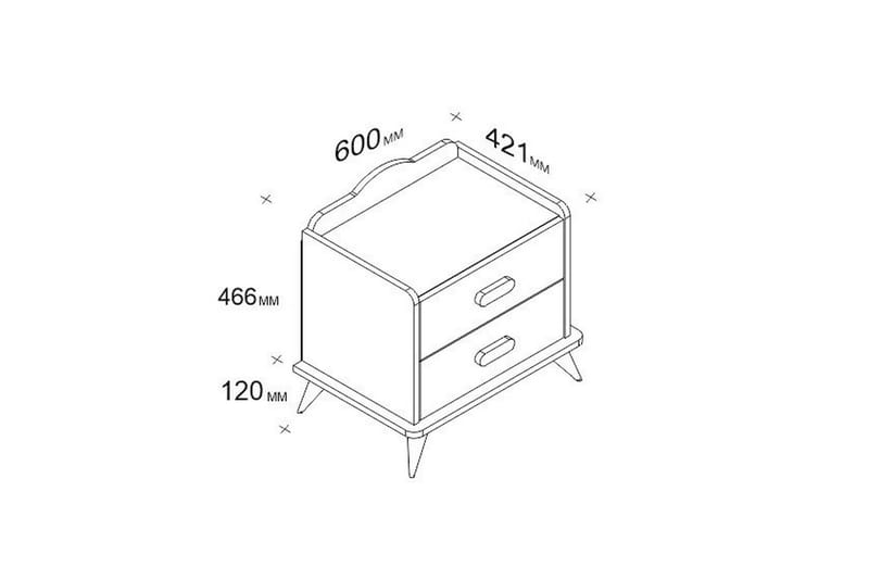 Sängbord Dumö 60 cm med Förvaring 2 Lådor - Vit - Sängbord & nattduksbord