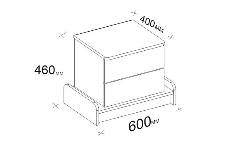 Sängbord Dumö 60 cm med Förvaring 2 Lådor - Vit/Brun - Sängbord & nattduksbord