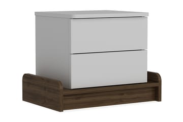 Sängbord Dumö 60 cm med Förvaring 2 Lådor - Vit/Brun - Möbler - Bord & matgrupp - Avlastningsbord & sidobord - Sängbord & nattduksbord