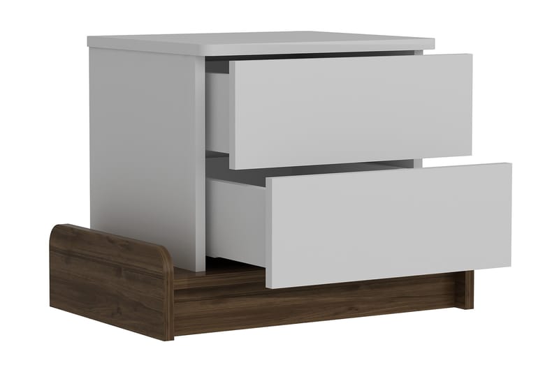 Sängbord Dumö 60 cm med Förvaring 2 Lådor - Vit/Brun - Sängbord & nattduksbord