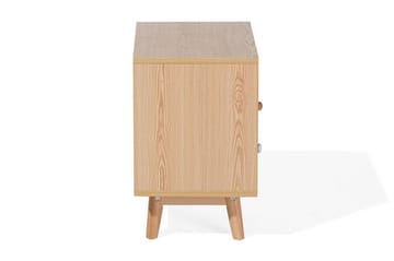 Sängbord Francise 40 cm med Förvaring 2 Lådor + Hylla - Brun/Vit/Grå - Möbler - Bord & matgrupp - Avlastningsbord & sidobord - Sängbord & nattduksbord
