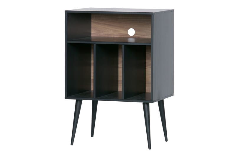 Sängbord Giacoma 60 cm med Förvaring Hyllor - Valnöt/Svart - Möbler - Bord & matgrupp - Avlastningsbord & sidobord - Sängbord & nattduksbord