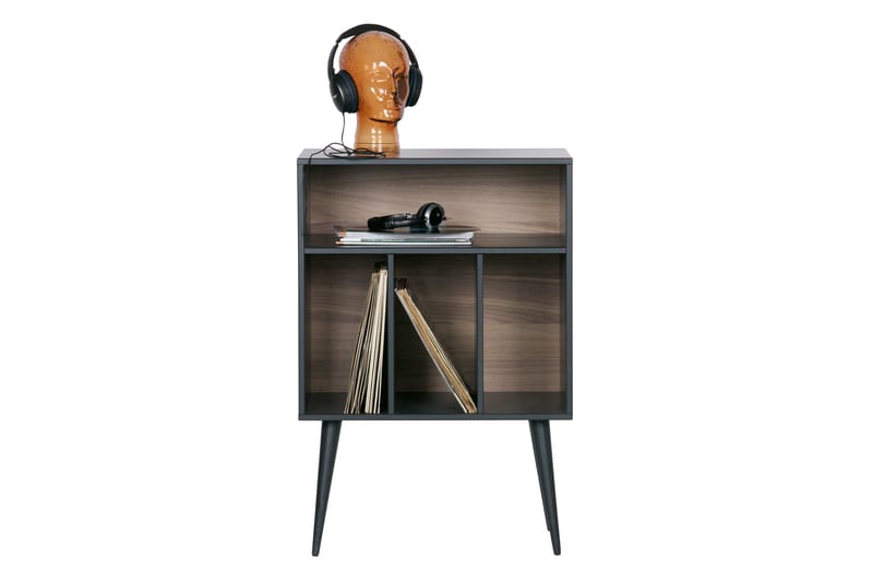 Sängbord Giacoma 60 cm med Förvaring Hyllor - Valnöt/Svart - Möbler - Bord & matgrupp - Avlastningsbord & sidobord - Sängbord & nattduksbord