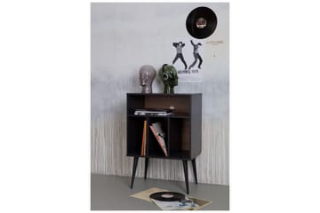 Sängbord Giacoma 60 cm med Förvaring Hyllor - Valnöt/Svart - Möbler - Bord & matgrupp - Avlastningsbord & sidobord - Sängbord & nattduksbord