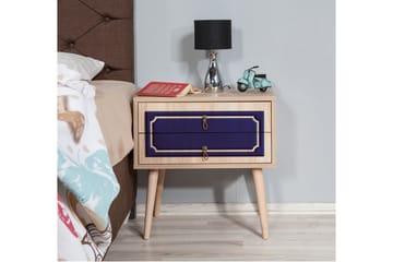 Sängbord Gillberga 60 cm med Förvaring 2 Lådor Dekor - Natur/Blå - Möbler - Bord & matgrupp - Avlastningsbord & sidobord - Sängbord & nattduksbord