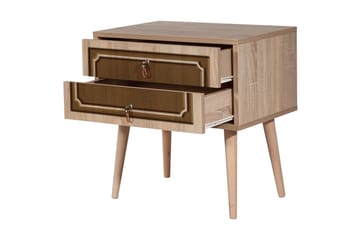 Sängbord Gillberga 60 cm med Förvaring 2 Lådor Dekor - Natur/Brun - Möbler - Bord & matgrupp - Avlastningsbord & sidobord - Sängbord & nattduksbord