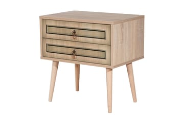 Sängbord Gillberga 60 cm med Förvaring 2 Lådor - Natur/Brun - Möbler - Bord & matgrupp - Avlastningsbord & sidobord - Sängbord & nattduksbord