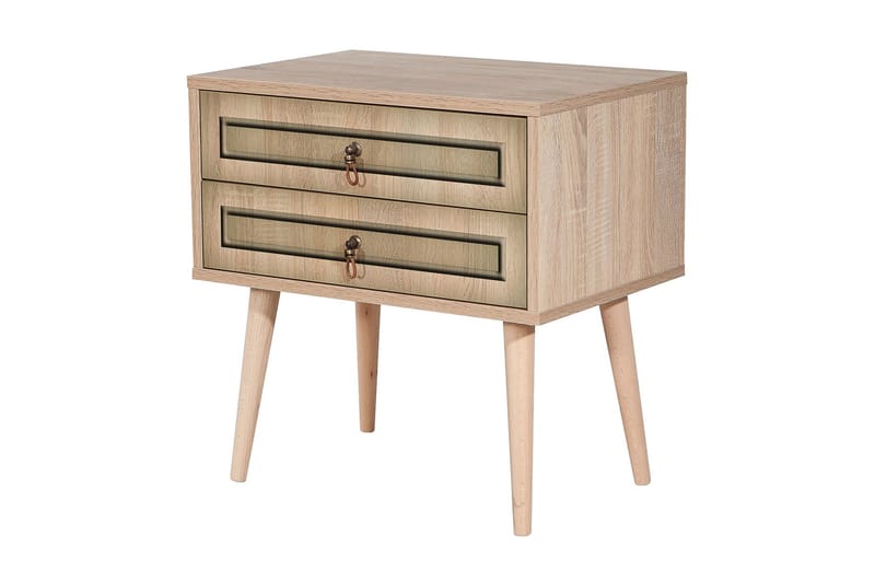Sängbord Gillberga 60 cm med Förvaring 2 Lådor - Natur/Brun - Möbler - Bord & matgrupp - Avlastningsbord & sidobord - Sängbord & nattduksbord