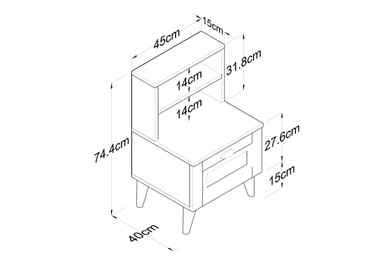 Sängbord Glanhon 45 cm - Vit - Sängbord & nattduksbord