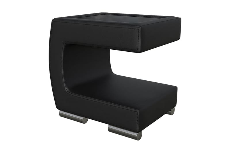 Sängbord Gornji 43 cm Vänster - Ecoläder/Svart - Sängbord & nattduksbord