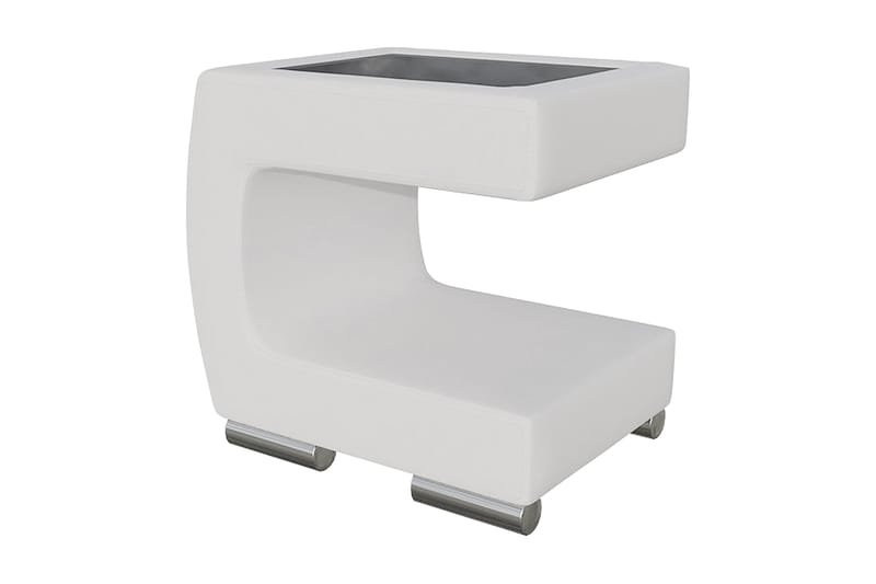 Sängbord Gornji 43 cm Vänster - Ecoläder/Vit - Sängbord & nattduksbord