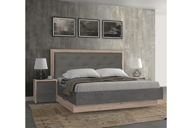 Sängbord Govedartsi 42x50 cm - Brun/Grå - Sängbord & nattduksbord