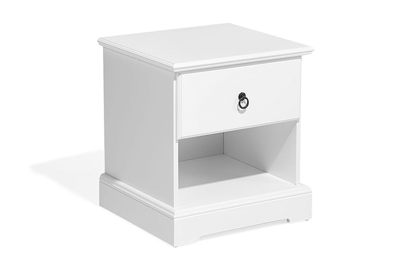 Sängbord Hevingham 48 cm med Förvaring Låda + Hylla - Vit - Möbler - Bord & matgrupp - Avlastningsbord & sidobord - Sängbord & nattduksbord
