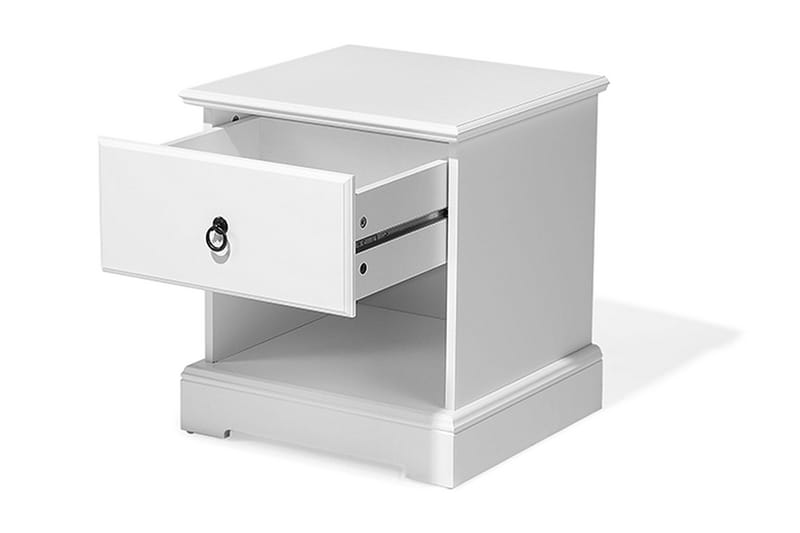 Sängbord Hevingham 48 cm med Förvaring Låda + Hylla - Vit - Möbler - Bord & matgrupp - Avlastningsbord & sidobord - Sängbord & nattduksbord