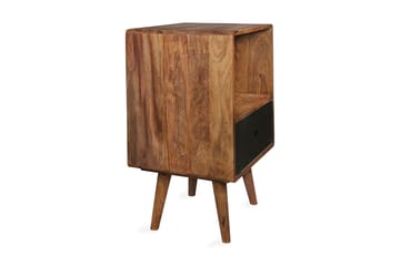 Sängbord Hongsermeier 40 cm med Förvaring Låda + Hylla - Massivt Trä/Svart - Möbler - Bord & matgrupp - Avlastningsbord & sidobord - Sängbord & nattduksbord