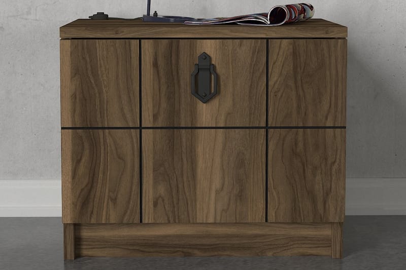 Sängbord Jospeh 49 cm med Förvaring Lucka - Valnötsbrun - Sängbord & nattduksbord