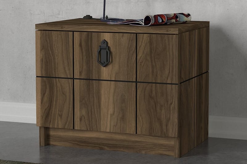Sängbord Jospeh 49 cm med Förvaring Lucka - Valnötsbrun - Sängbord & nattduksbord